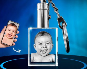 Llavero rectangular de cristal 3D personalizado con foto, regalo personalizado con foto 2D