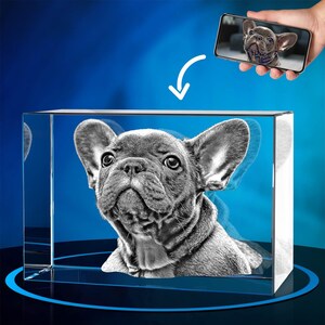 3D Crystal Photo, Personalized Pet Memorial, Laser Etched Dog Portrait