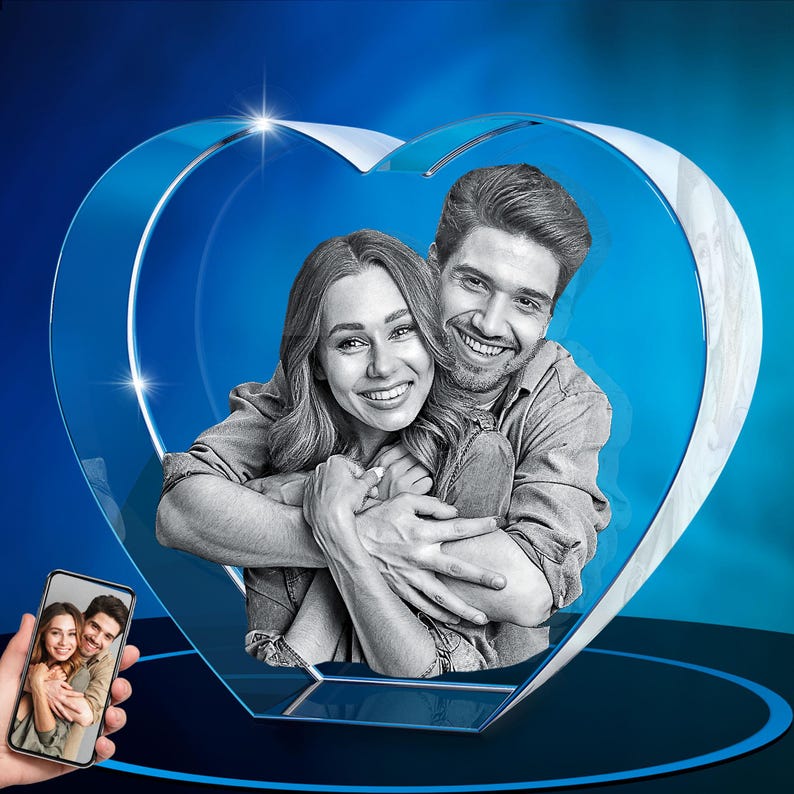 Fotografía personalizada en cristal 3D de ArtPix, imagen de cristal K9 grabada con láser a medida, regalo de aniversario, boda y cumpleaños. imagen 9