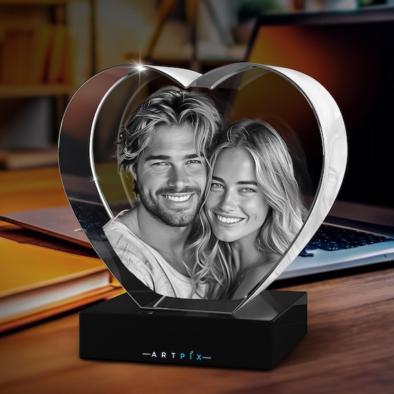 ArtPix 3D Personalized Crystal Photo, Custom Laser Engraved K9 Crystal Picture, Anniversary, Wedding & Birthday Gift