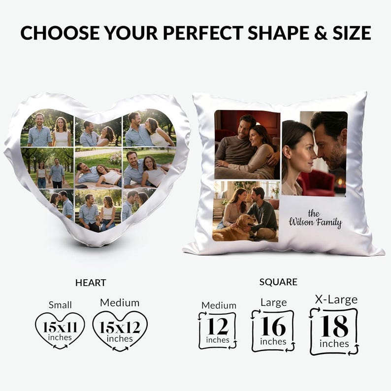 Custom Photo Pillow Cover – Personalized Family Picture Cushion, Satin, Made in USA image 3