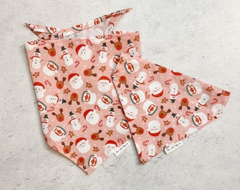 Christmas Crew Dog Bandana, Santa Claus Dog Bandana, Tie Christmas Bandana, Holiday Dog Bandana, Winter Dog Scarf, Rudolph Dog Bandana