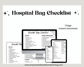 Hospital bag checklist, Hospital bag, Checklist, Hospital bag checklist for birth, Printable checklist, Labor, New baby, Birth bag checklist