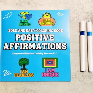 Positive affirmations coloring book, coloring book, positive affirmations, self love, affirmations, coloring book for adults, bold & easy