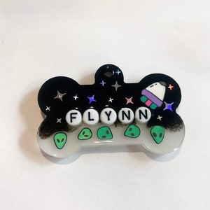 UFO glow in the dark dog tag