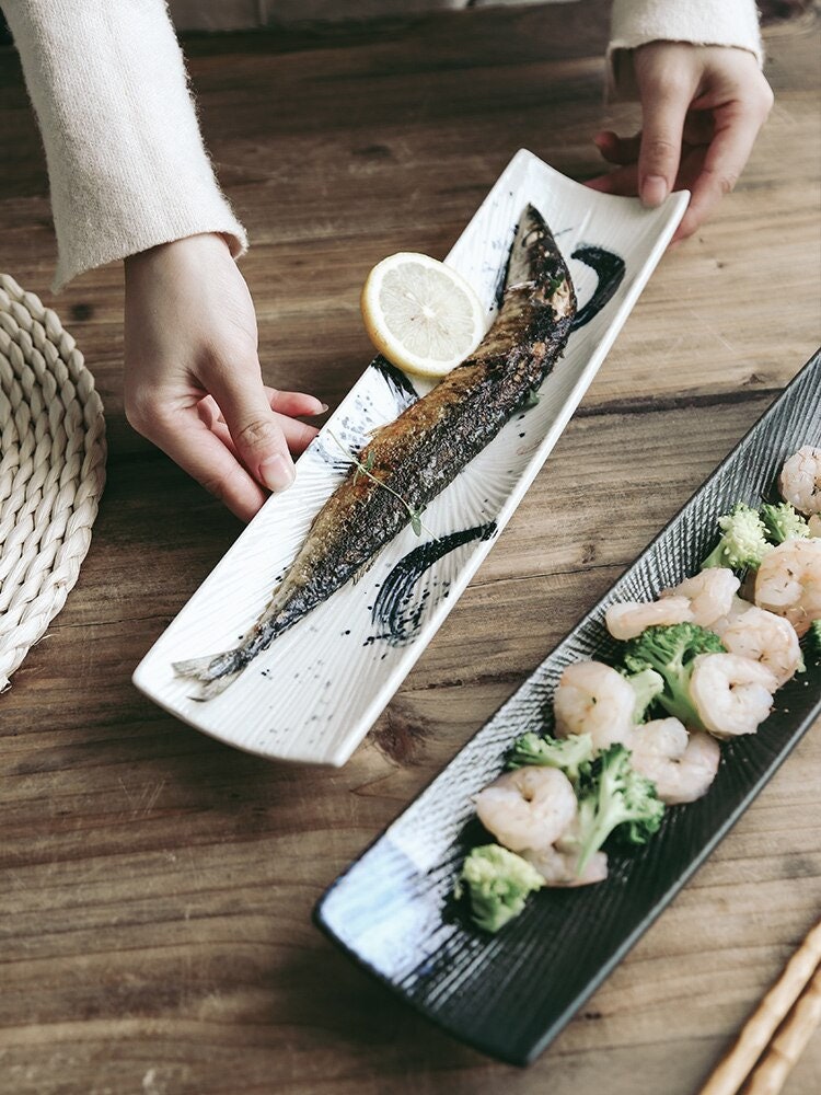 1 PC Japanese Style Sushi Ceramic Rectangular Plate Cuisine Etsy