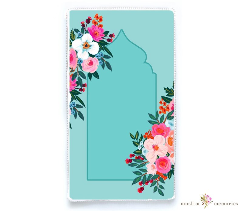 Girls Prayer Mat Prayer Mat Floral Teal Etsy