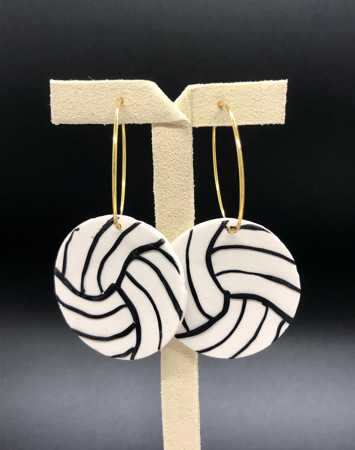 POLYMER CLAY drop earrings Volleyball Hoops Etsy
