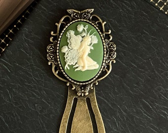 Fairy Cameo Bookmark: Vintage Green & Cream Page Marker