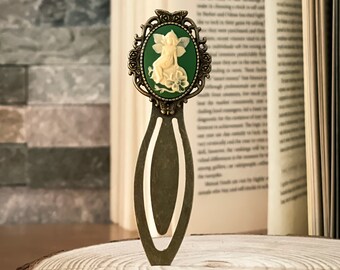 Fairy Cameo Bookmark: Vintage Style Green and Cream Page Marker