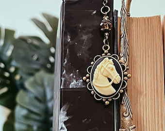 Horseshoe Bookmark Cameo Dangle Bookmark Horse Cameo Bookmark Gifts for Book Lovers Metal Bookmark Blind Date with a Book Page Marker