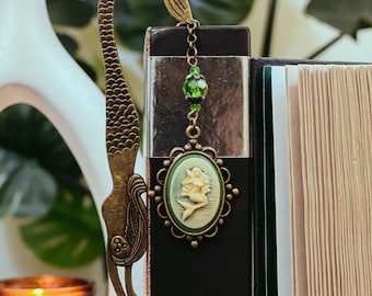Mermaid Metal Bookmark: Antique Cameo Dangle, Book Lover Gift