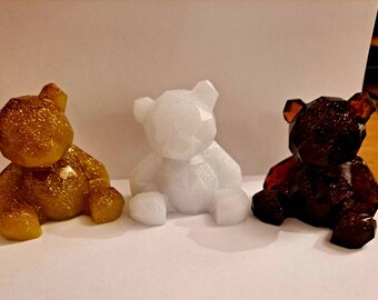 Geometric bear resin figure. Made to order. Memory bears avaliable too.