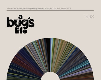 A Bug's Life | Movie Barcode Poster — Print, Movie Poster, Retro, Wall Art, Minimalist, Vintage, Decor