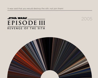 Star Wars: Revenge of the Sith | Movie Barcode Poster — Print, Movie Poster, Retro, Wall Art, Minimalist, Vintage, Decor