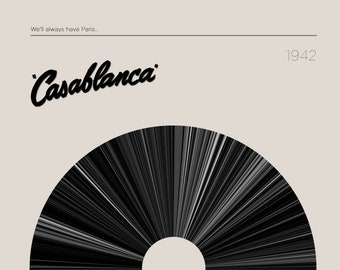 Casablanca! | Movie Barcode Poster — Print, Filmposter, Retro, Wandkunst, Minimalistisch, Vintage, Dekor