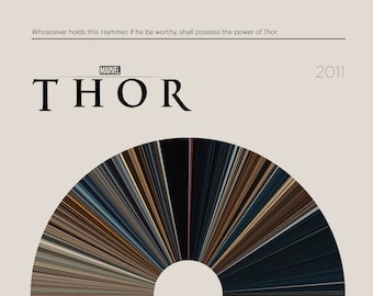 Thor 2011 | Movie Barcode Poster — Print, Filmposter, Retro, Wandkunst, Minimalistisch, Vintage, Dekor
