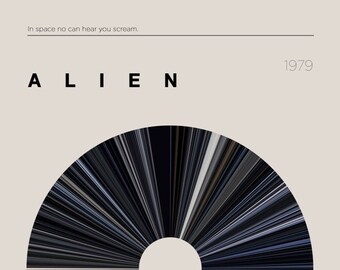 Alien | Film Strichcode Poster — Druck, Filmplakat, Retro, Wandkunst, minimalistisch, Vintage, Dekor