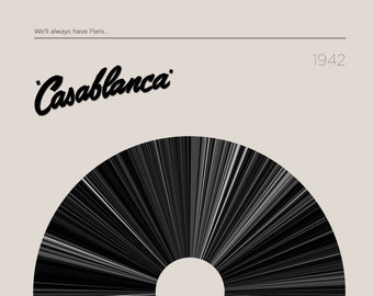 Casablanca! | Movie Barcode Poster — Print, Movie Poster, Retro, Wall Art, Minimalist, Vintage, Decor
