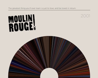 Moulin Rouge!  | Movie Barcode Poster — Print, Filmposter, Retro, Wandkunst, Minimalistisch, Vintage, Dekor