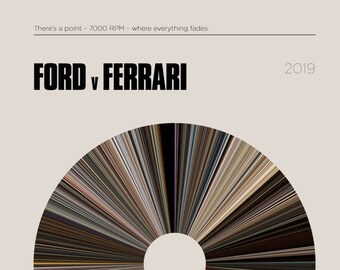 Ford v Ferrari | Movie Barcode Poster — Print, Filmposter, Retro, Wandkunst, Minimalistisch, Vintage, Dekor