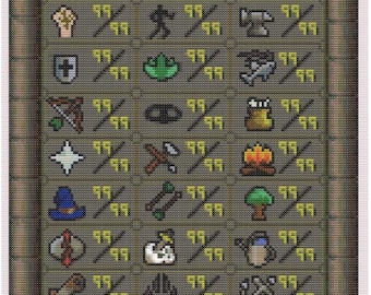 OSRS Max Skills Cross Stitch Pattern / Instant PDF Download / Sailing Included