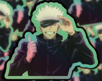 White Hair Jutsu Man Anime High Quality Holographic Sticker
