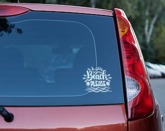 Beach Please Transparent Bumper Sticker, High Quality, Durable, UV Resistant