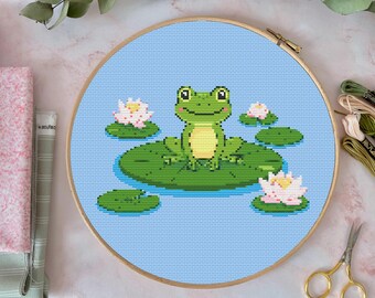 Lilly der Frosch Kreuzstich Muster / Instant PDF Download