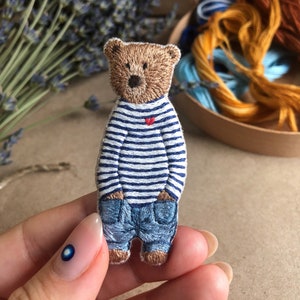 Brooch Bear, hand embroidery !!!Handcrafted-to-Order