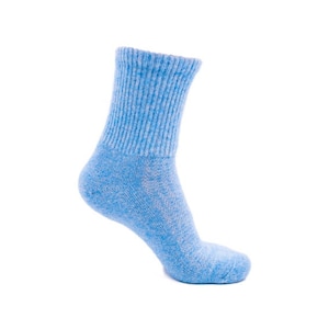 Thick and warm sheep's wool socks from Mongolia sky blue, blue. 100% eco-friendly wool, the warmest socks for winter image 1