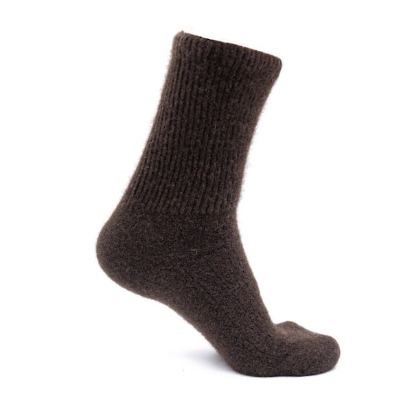Dark brown undyed Mongolian yak wool socks. 100% sustainable and eco-friendly - The warmest and softest cozy socks for winter!
