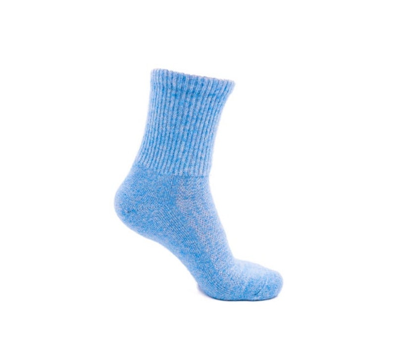 Thick and warm sheep's wool socks from Mongolia sky blue, blue. 100% eco-friendly wool, the warmest socks for winter image 1