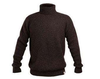 Sweater made of 100% pure, undyed yak wool from Mongolia, dark brown