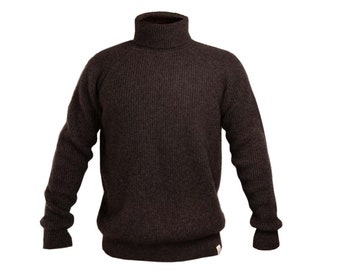 Sweater made from 100% pure, undyed yak wool from Mongolia, dark brown