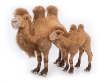 Handmade camels made from 100% felted camel wool - Made in Mongolia