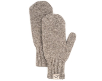 Mittens made from 100% undyed yak wool, light gray