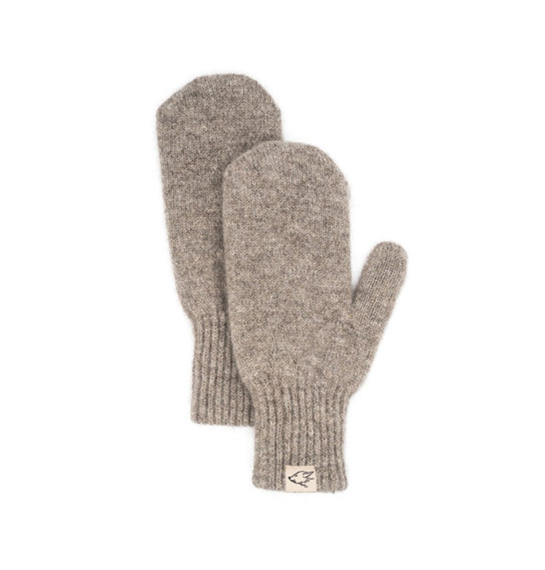 Mittens made from 100% undyed yak wool, light gray image 1