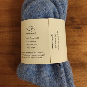 Thick and warm sheep's wool socks from Mongolia sky blue, blue. 100% eco-friendly wool, the warmest socks for winter image 9
