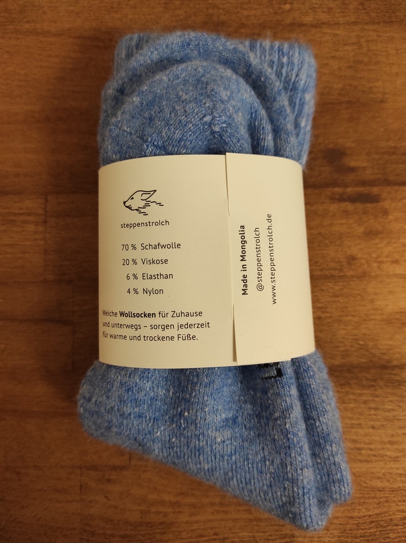 Thick and warm sheep's wool socks from Mongolia sky blue, blue. 100% eco-friendly wool, the warmest socks for winter image 9