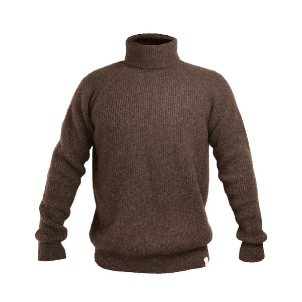 Sweater made from 100% pure, undyed yak wool from Mongolia, yak brown