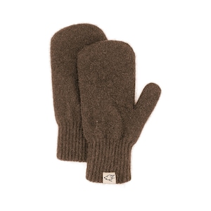 Mittens made of 100% undyed yak wool, yak brown