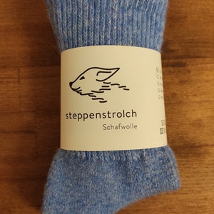 Thick and warm sheep's wool socks from Mongolia sky blue, blue. 100% eco-friendly wool, the warmest socks for winter image 7