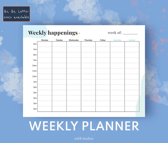 Colorful Weekly Planner Printable Scheduling Calendar Week | Etsy
