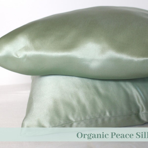 Silk pillows, mint-coloured, hair protection, skin care, pillowcase ahimsa silk, non-violent organic silk, peace silk, cruelty-free, anti-aging