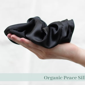 XL silk scrunchie, scrunchie, hair protection, hair care, hair tie Ahimsa silk, non-violent silk, Peace Silk, cruelty-free, anti-split ends