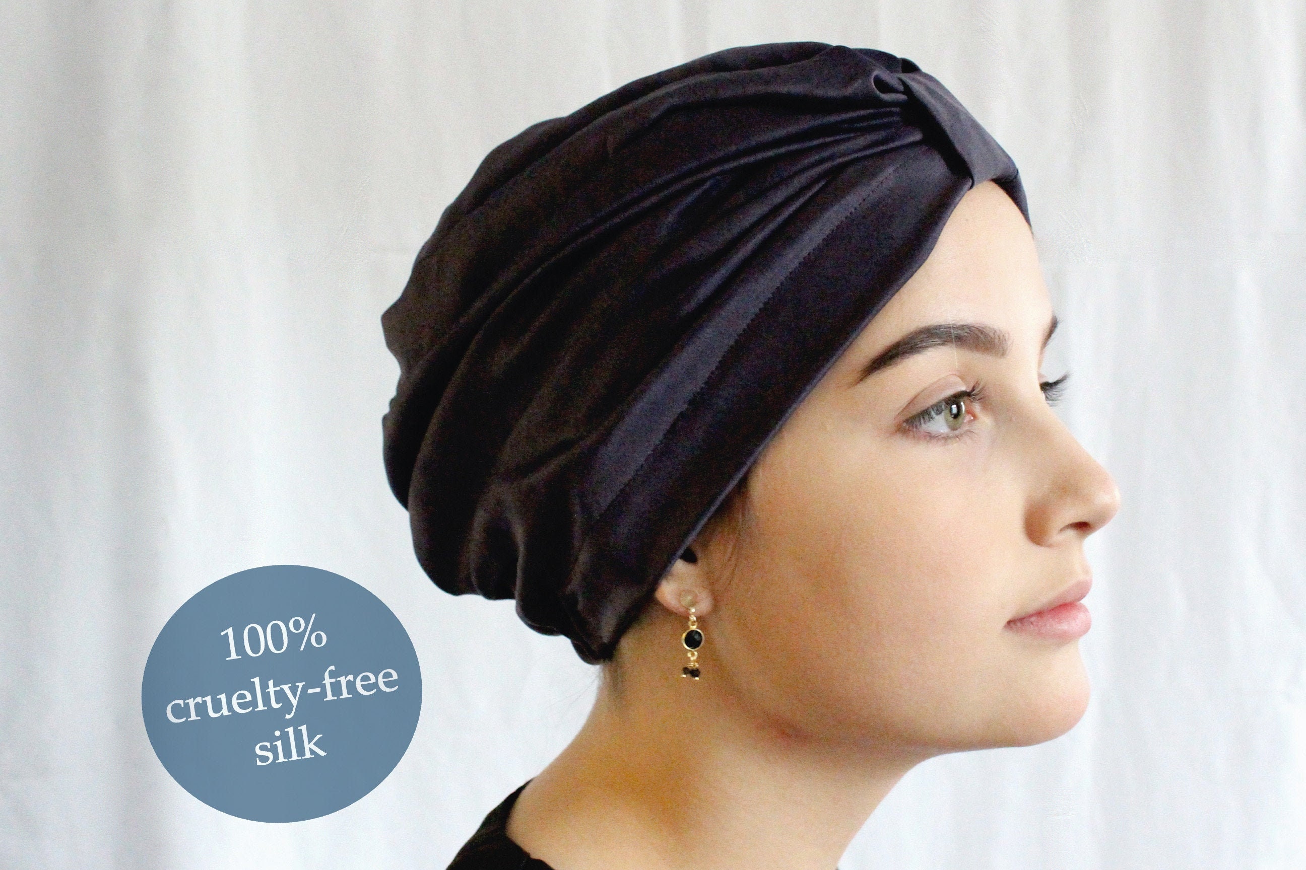 Silk Turban, Hair Protection, Head Cap, Sleep Cap Ahimsa Silk, Violencefree Silk, Peace Silk