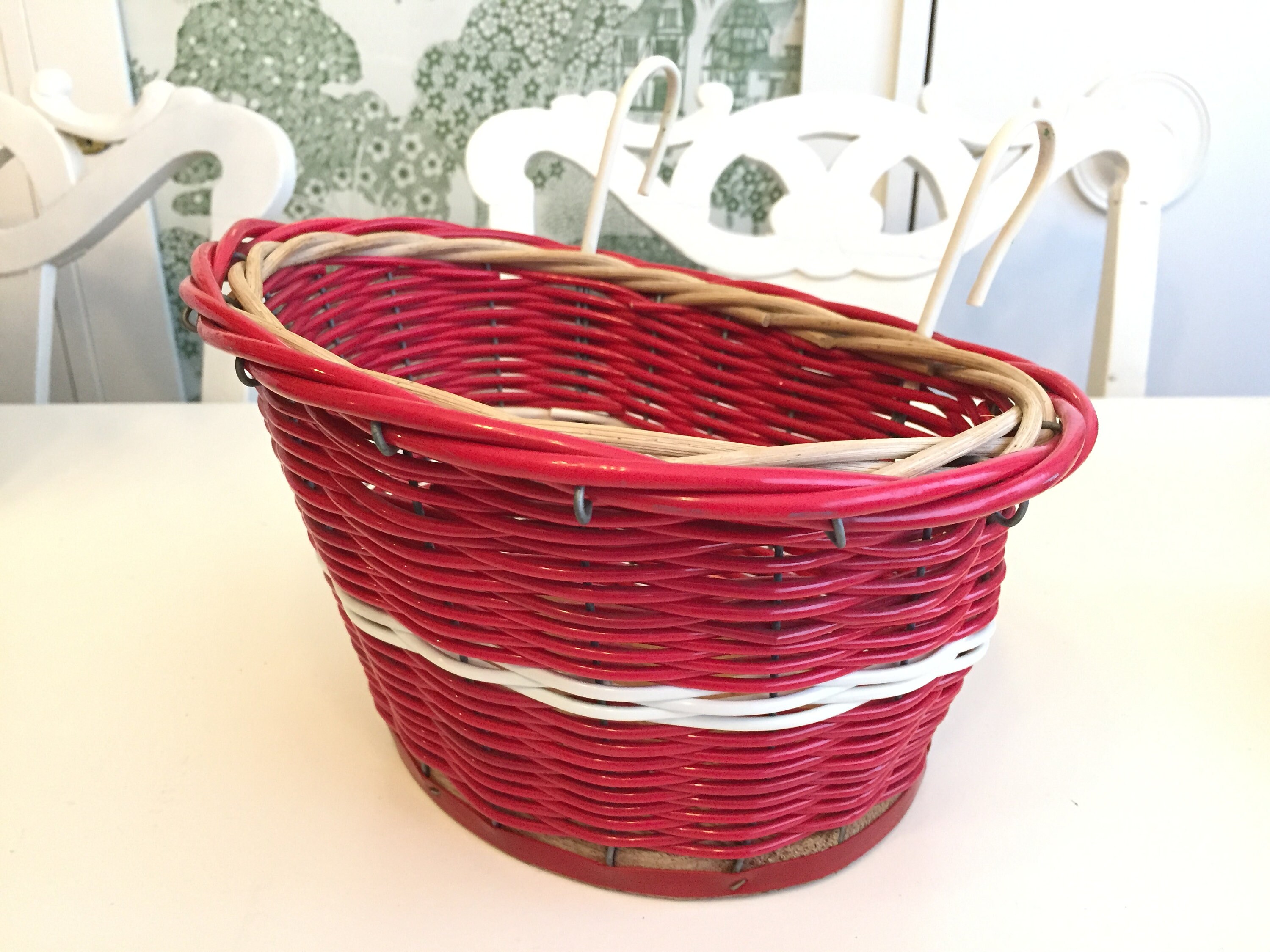 Vintage Red Wicker Basket Kids Size Bicycle Basket 1970s Etsy