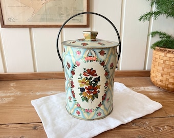 Vintage Kaffee Tee Kanister mit Griff | Blumendekor Romantische Küche | Hergestellt in England | Teegebäck-Dose | Deckeldose