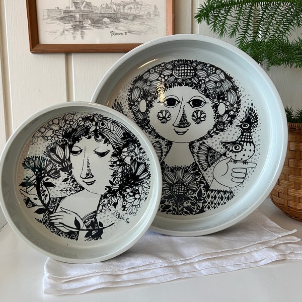 Pair of Vintage Nymølle Bjørn Wiinblad Centerpiece Trays | Black White Decor | Stylish Interior | 1970s Danish Design | Modernist Home